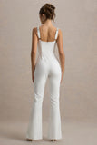 Amadi White Embellished Strappy Flared-Leg Jumpsuit