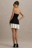 Autumn Black & White Bandeau Mini Dress With Pleats