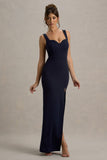 Ashburn Navy Strappy Sweetheart Split Maxi Dress
