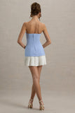 Autumn Powder Blue Bandeau Mini Dress With Pleats