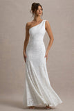 Gigou White Lace Asymmetric Maxi Dress