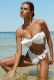 Lysandra White Strapless Bow Bikini Top