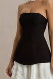 Autumn Black & White Bandeau Mini Dress With Pleats