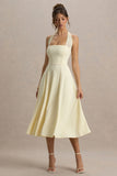 Auburn Pale Lemon Halter-Neck Midi Dress