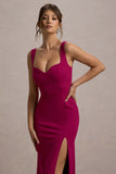 Ashburn Mulberry Strappy Sweetheart Split Maxi Dress