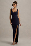 Ashburn Navy Strappy Sweetheart Split Maxi Dress