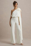 Alice Cream Asymmetric Bow Shoulder Jumpsuit With Drape