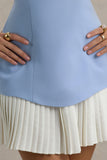 Autumn Powder Blue Bandeau Mini Dress With Pleats