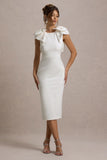 Aubrie Ecru Midi Dress With Bow Details