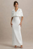 Agnella White Embellished V-Neck Maxi Dress