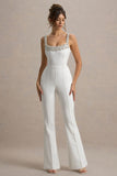 Amadi White Embellished Strappy Flared-Leg Jumpsuit