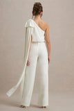 Alice Cream Asymmetric Bow Shoulder Jumpsuit With Drape