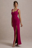 Ashburn Mulberry Strappy Sweetheart Split Maxi Dress