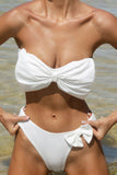 Lysandra White Strapless Bow Bikini Top