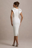 Aubrie Ecru Midi Dress With Bow Details