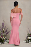 Augusta Blush Pink Mesh Bardot Strappy Split Maternity Maxi Dress