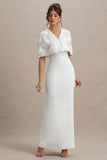 Agnella White Embellished V-Neck Maxi Dress
