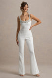 Amadi White Embellished Strappy Flared-Leg Jumpsuit