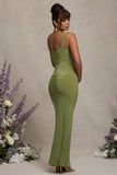 Avril Olive Square Neck Maternity Maxi Dress with Split