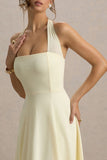 Auburn Pale Lemon Halter-Neck Midi Dress