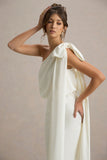 Alice Cream Asymmetric Bow Shoulder Jumpsuit With Drape