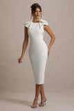 Aubrie Ecru Midi Dress With Bow Details