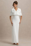 Agnella White Embellished V-Neck Maxi Dress
