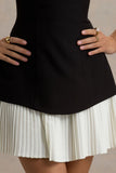 Autumn Black & White Bandeau Mini Dress With Pleats