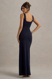 Ashburn Navy Strappy Sweetheart Split Maxi Dress