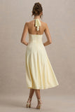 Auburn Pale Lemon Halter-Neck Midi Dress